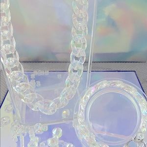 Iridescent / Holographic Clear Chain Necklace